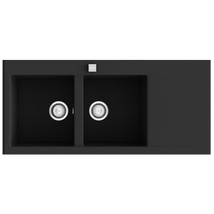 Fregadero SHIRA507 negro brillo bajo encimera 1063x390mm
