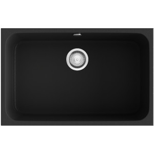 Fregadero Gandia 70 negro liso brillo sobre encimera 700x405