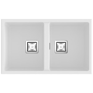 Fregadero ZIE70 2C blanco brillo bajo encimera 700x400x200mm