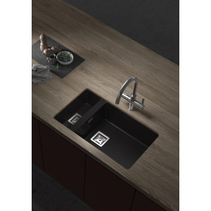 Fregadero ZIE70 1 1/2 Negro liso brillo bajo encimera 700x400x200mm