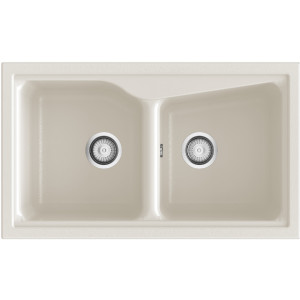 Fregadero Poalgi City 322 pergamon mate sobre encimera dos cubetas