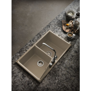 Fregadero KUMA 304 albero brillo sobre encimera 860x510