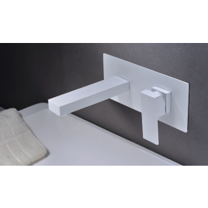 Grifería empotrada de lavabo SUIZA blanco mate GLE020-BL