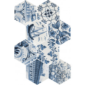 Pavimento HEXATILE PATCHWORK LISBOA porcelanico 17,5x20cm Equipe