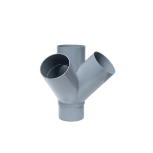 Injerto Doble a Escuadra Macho-Hembra 45º de 90mm diámetro, Gris