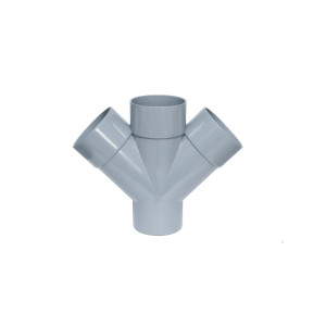 Injerto Doble Plano Macho-Hembra 45º de 160mm diámetro, Gris