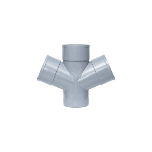 Injerto Doble Plano Macho-Hembra 67º de 125mm diámetro, Gris