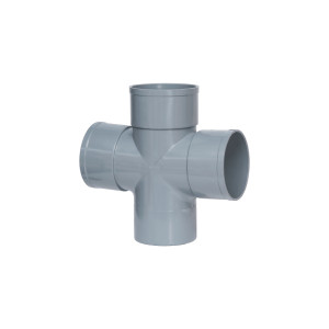 Injerto Doble Plano Macho-Hembra 87º de 90mm diámetro, Gris