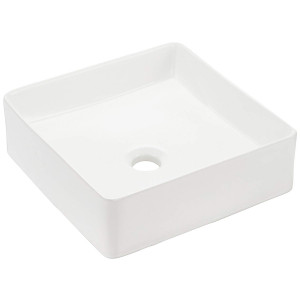 Lavabo SATET sobre encimera cuadrado blanco mate