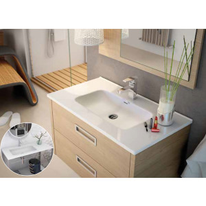 Lavabo blanco de porcelana ETNA sobre encimera rectangular 101x46cm