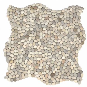 Mosaico de piedra enmallada mini pebble, Blanco 30x30cm