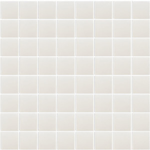 Mosaico vitreo PAS Blanco Brillo serie Unicolor 2,5x2,5 cm en mallas de 33,3x33.3 HISBALIT