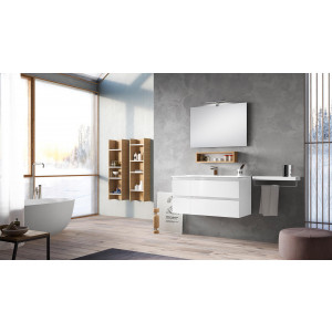 Mueble de lavabo suspendido melaminico 100cm Velice laca mate nieve