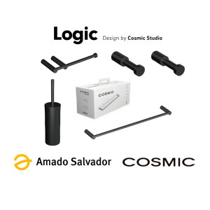 Pack accesorios de baño negro mate Logic Cosmic