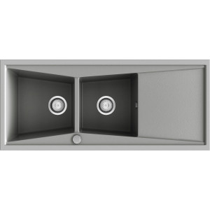 Fregadero KUMA 306 metalizado brillo sobre encimera 1140x420mm
