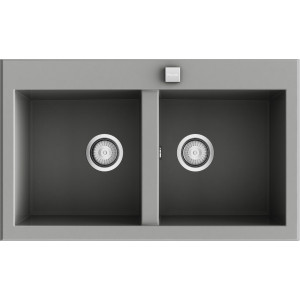 Fregadero SHIRA504 metalizado brillo sobre encimera 860x520mm