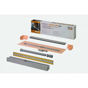 SET KERDI-LINE-A desagüe lineal 80 cm salida horizontal rejilla y marco acero inox KLA19EB80S1