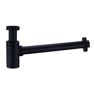Sifon de lavabo negro mate latón redondo
