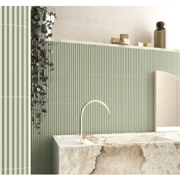 Revestimiento relieve COSTA NOVA PRAIA Tansy Green Matt 5x20cm de Equipe