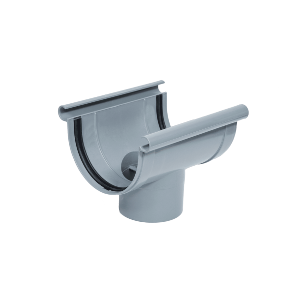 Bajante Central para Canalón Circular Doble Voluta PVC 125mm, Gris