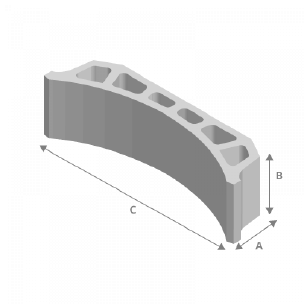 Bovedilla curva hormigon tipo revolton 17x20x62cm