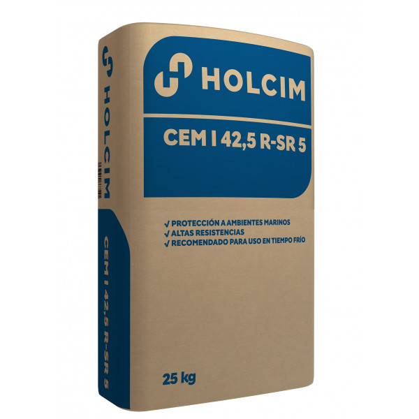 Cemento de albañileria Gris Sulforesistente Holcim 25KG CEM I-42,5 R SR5 