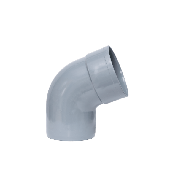 Codo PVC evacuación M-H 67º de 125mm diámetro Gris