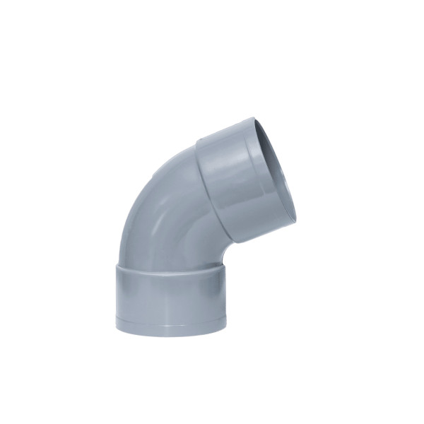Codo PVC evacuación H-H 67º 30' de 50mm diámetro Gris