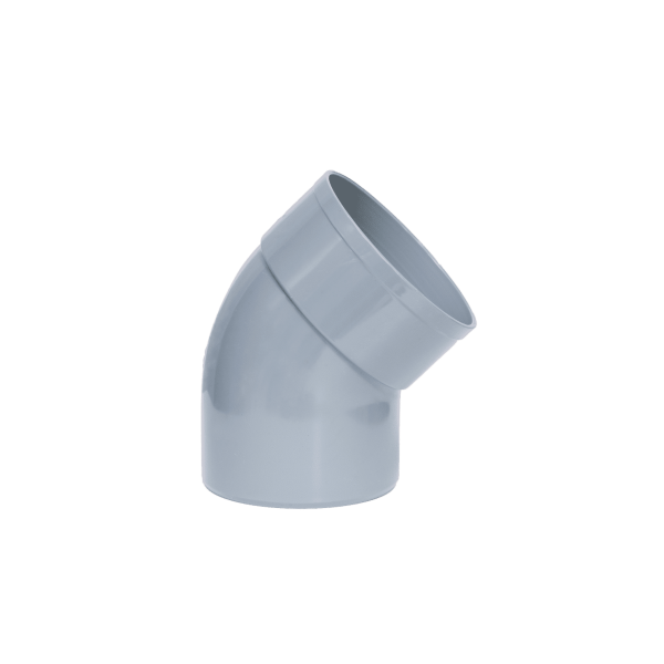 Codo PVC evacuación M-H 45º de 250mm diámetro Gris