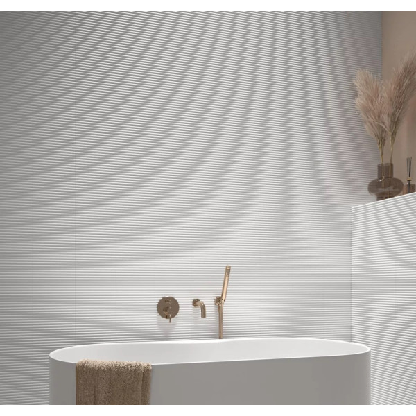 Revestimiento relieve COSTA NOVA ONDA White Matt 5x20cm de Equipe