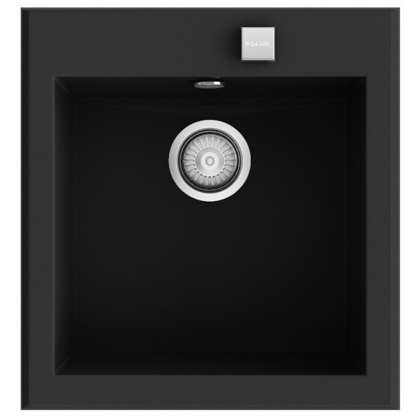 Fregadero SHIRA501 negro liso brillo sobre encimera 468x520mm