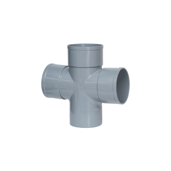 Injerto Doble Plano Macho-Hembra 87º de 90mm diámetro, Gris