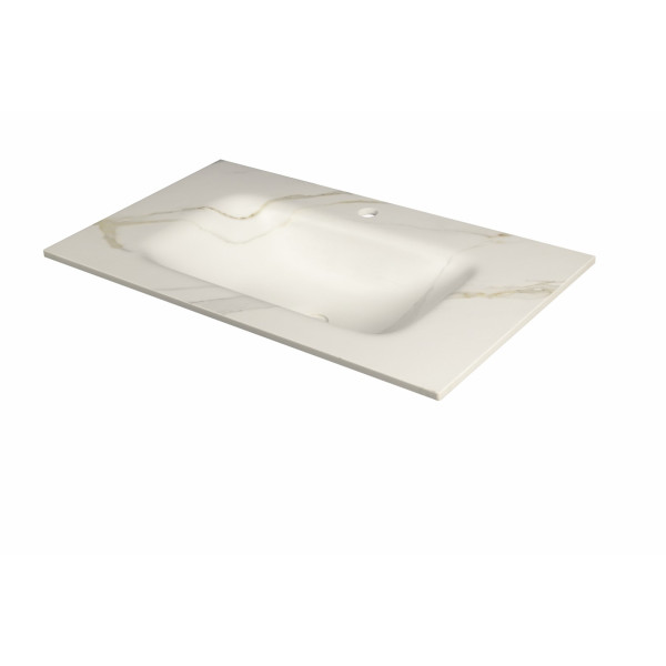 Lavabo Maggy blanco sobre encimera 101x 46cm de Piedra Sinterizada