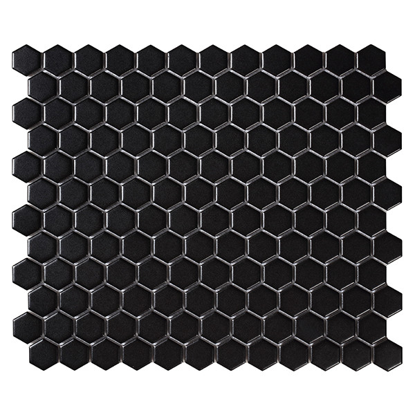 Mosaico enmallado TECH HEXAGON Black Matt 26x30cm