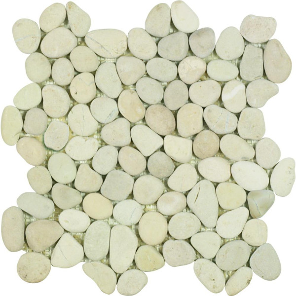 Canto Rodado Perla Bianco Natural Enmallado 29x29 cm Lombok