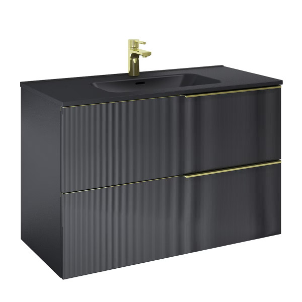 Mueble de Baño y Lavabo Integrado 100cm Wish Negro Cosmic
