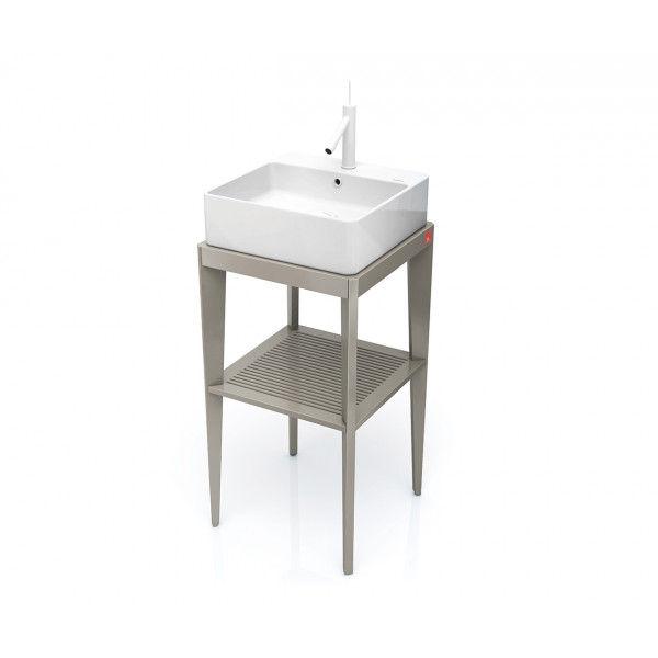 Mueble de baño cuadrado STAND UP gris en madera + lavabo B&K