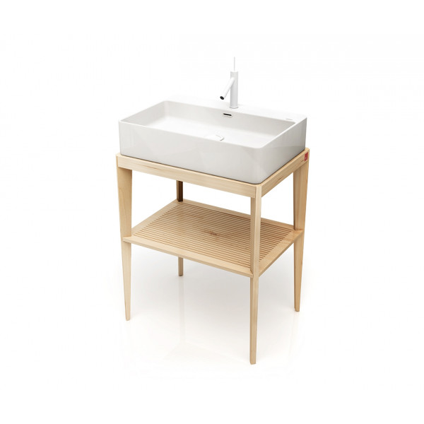 Mueble de baño rectangular STAND UP en madera Natural + lavabo B&K