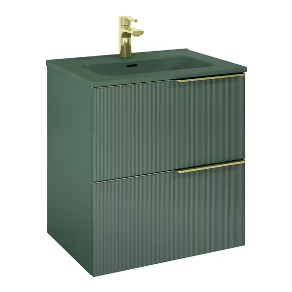 WISH Mueble de baño con encimera 2 cajones verde, COSMIC