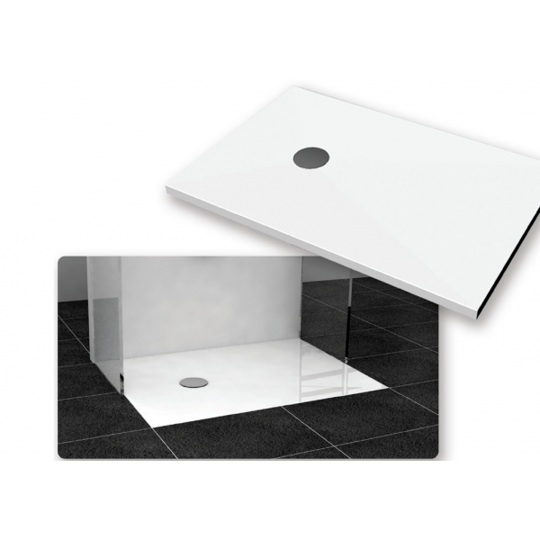 Plato de ducha Yager acrílico 90x90 cm ultra-reforzado imitación pizarra blanco