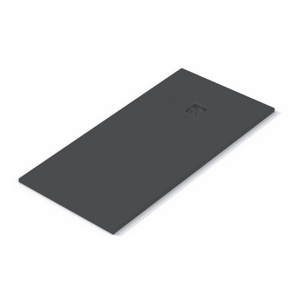 Plato de ducha EVOL Solidstone Antracita textura piedra antideslizante 120X130x3CM