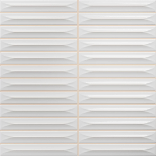 Nairobi Kit Kat Arrow White, revestimiento 20 cm con precorte (1,5 x 10 cm) en relieve
