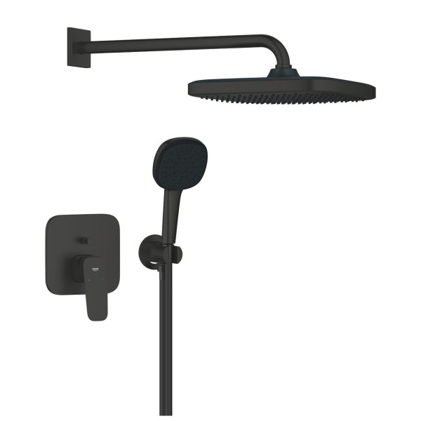 Conjunto Ducha Mural Empotrado Negro Mate Grohe
