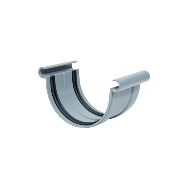 Unión Perfil para Canalón Circular Doble Voluta PVC 185mm, Gris