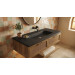 Lavabo negro mate de porcelana ETNA sobre encimera rectangular 81x46cm