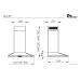Medidas campana extractora a pared DECOR 787 Blanco 70cm sin motor, Thermex