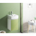 Mueble de baño suspendido HANG OUT blanco y verde módulo cuadrado + lavabo B&K