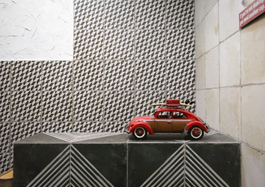 Revestimiento o pavimento gres pasta roja FS Espiga 45x45 gres design